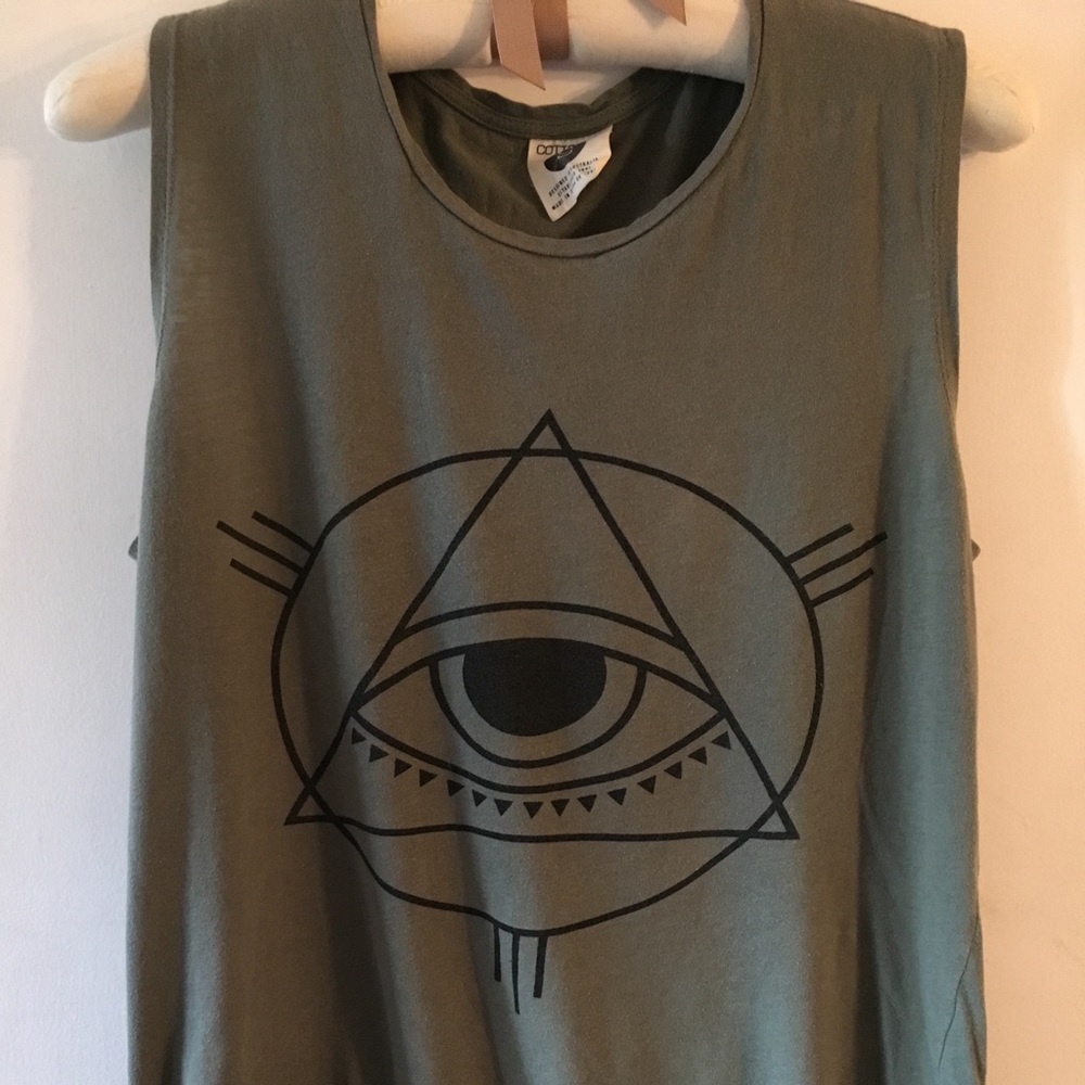 Print army green tank top